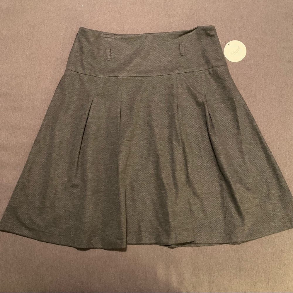 Chenault tweed side zip belt loop knee skirt sz L